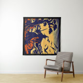 Halloween - houtsnede stijl 5 wandkleed (In Situ (horizontaal))