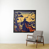 Halloween - houtsnede stijl 5 wandkleed (In situ)