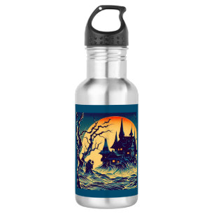 Halloween - houtsnede stijl 6 waterfles 