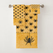 Halloween Huge Spider Pattern Oranje Textuur Bad Handdoek (Insitu)