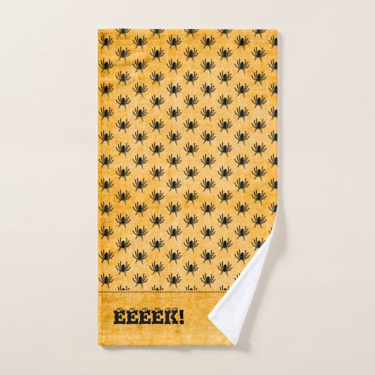 Halloween Huge Spider Pattern Oranje Textuur Bad Handdoek (Handdoek)