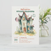 Halloween Huis Warming Nieuw Huis Roze Maan Kunst Kaart (Staand voorkant)