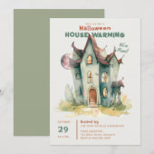 Halloween Huis Warming Nieuw Huis Roze Maan Kunst Kaart (Voorkant / Achterkant)