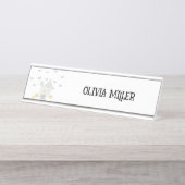 Halloween huis, zwarte katten, vleermuizen, pompoe bureau naambordje (Voorkant)