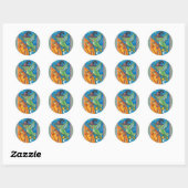 HALLOWEEN HUMMINGBIRD EN JACK O LANTERN WHIMSY CLA RONDE STICKER (Vel)