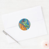 HALLOWEEN HUMMINGBIRD EN JACK O LANTERN WHIMSY CLA RONDE STICKER (Envelop)