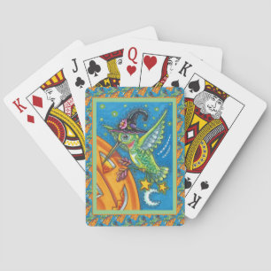 HALLOWEEN HUMMINGBIRD EN JACK O LANTERN WHIMSY POKERKAARTEN