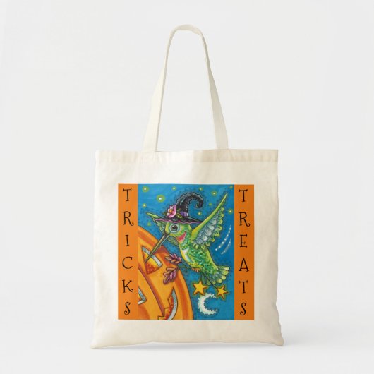 HALLOWEEN HUMMINGBIRD, JACK PUMPKIN TRICK OR TREAT TOTE BAG (Voorkant)