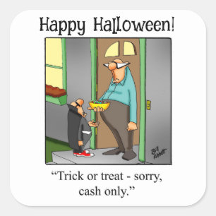 Halloween Humor "Cash Only" Sticker