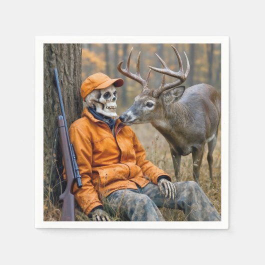 Halloween Hunter Skeleton With a Buck Servet (Voorkant)