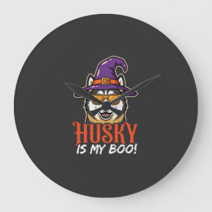 Halloween Husky Is My Boo Heksenhoed Grote Klok