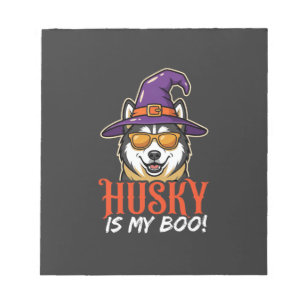 Halloween Husky Is My Boo Heksenhoed Notitieblok