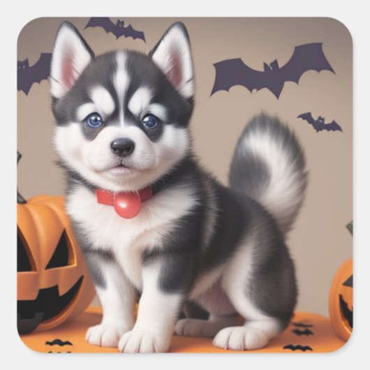 Halloween Husky Puppy sticker (Voorkant)