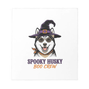 Halloween Husky T-shirt Heks Hond Vintage Grafisch Notitieblok