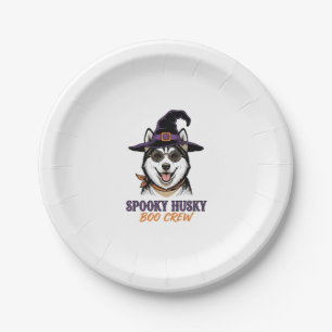Halloween Husky T-shirt Heks Hond Vintage Grafisch Papieren Bordje