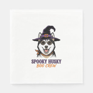 Halloween Husky T-shirt Heks Hond Vintage Grafisch Servet