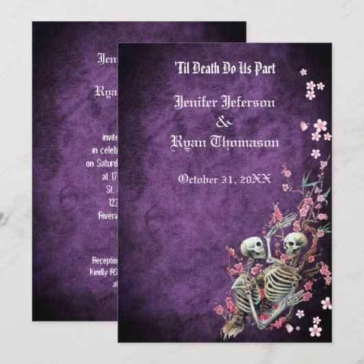 Halloween-huwelijksuitnodiging Kaart (Voorkant / Achterkant)