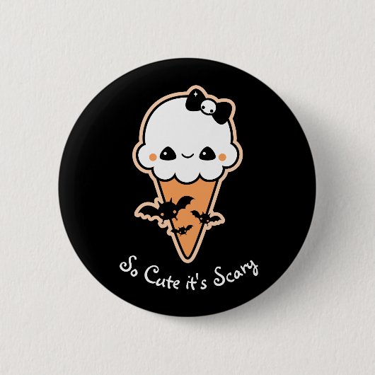 Halloween Ice Cream Cone met vleermuizen Ronde Button 5,7 Cm (Voorkant)