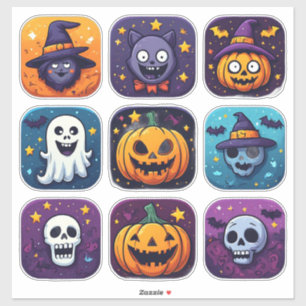 Halloween-icoontjes Pompoenen Geesten Heksen Vleer Sticker