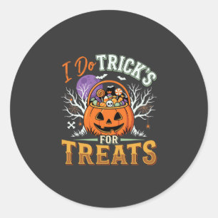 Halloween Ik Doe Trucs voor Snoepjes Pompoen Ronde Sticker