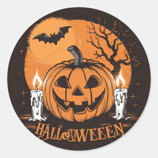 Halloween Illustratie Ronde Sticker (Voorkant)