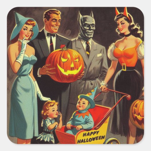 Halloween Illustratie Vierkante Sticker (Voorkant)