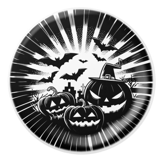 Halloween in black and white keramische knop (Voorkant)