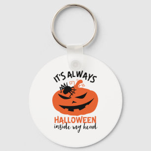 Halloween in my Head Funny Jack O Lantern Sleutelhanger