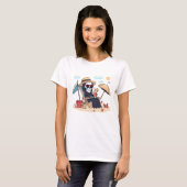 Halloween in Summer – Grim Reaper on the Beach T-shirt (Voorkant volledig)