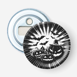 Halloween in zwart en wit button flesopener