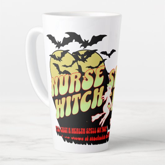 Halloween Infirmière sorcière Latte Mug (Angle gauche)
