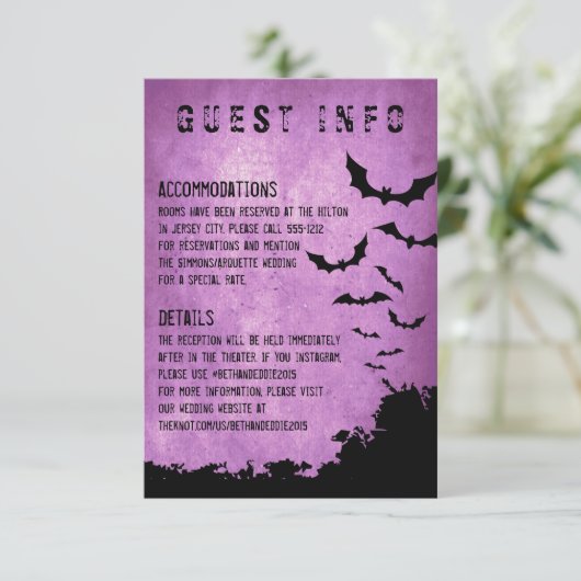 Halloween Informatie Kaart met vleermuizen (Staand voorkant)