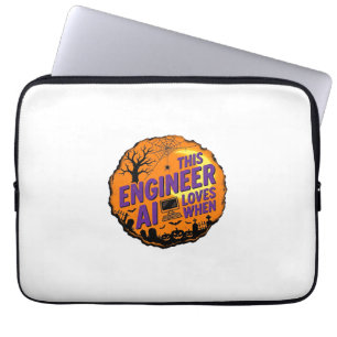 Halloween-ingenieur houdt van AI Vintage Vector De Laptop Sleeve
