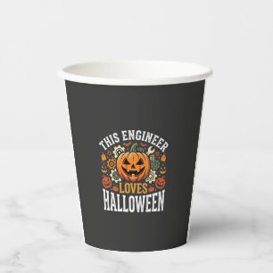 Halloween Ingenieur Pompoen Vector Papieren Bekers