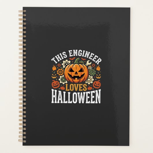 Halloween Ingenieur Pompoen Vector Planner (Voorkant)