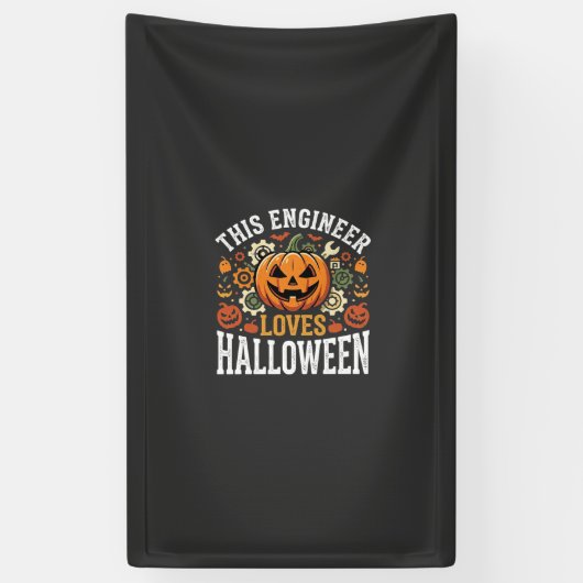 Halloween Ingenieur Pompoen Vector Spandoek (Verticaal)