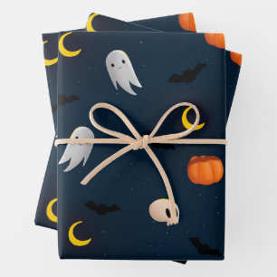 Halloween Inpakpapier Plat Vel Pompoenen Geest