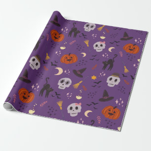 Halloween inpakpapier - pompoenen, schedels, katte