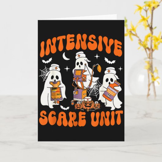 Halloween Intensive Care E Unit Spookverpleegster Kaart (Gele Bloem)