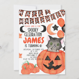 Halloween invitation Chat Citrouille Anniversaire