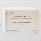 Halloween Invitation City Morgue Bureau du coroner (Dos)