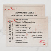 Halloween Invitation City Morgue Bureau du coroner (Devant / Derrière)