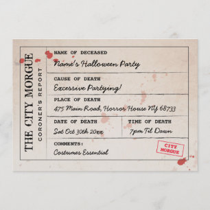 Halloween Invitation City Morgue Bureau du coroner