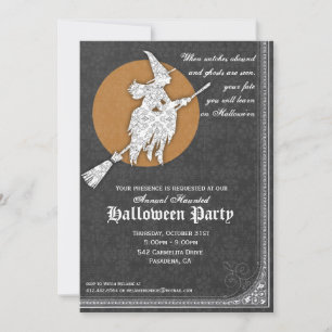 Halloween Invitation Elegant Witches Ball Kaart