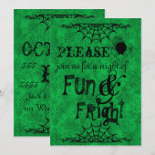 Halloween Invitation in Bright Green Kaart (Voorkant / Achterkant)