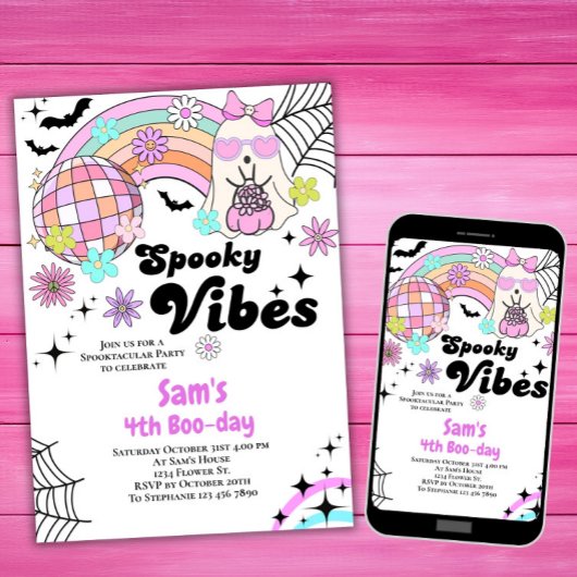 Halloween Invitation Kind Schattigee Retro Ghost V Kaart