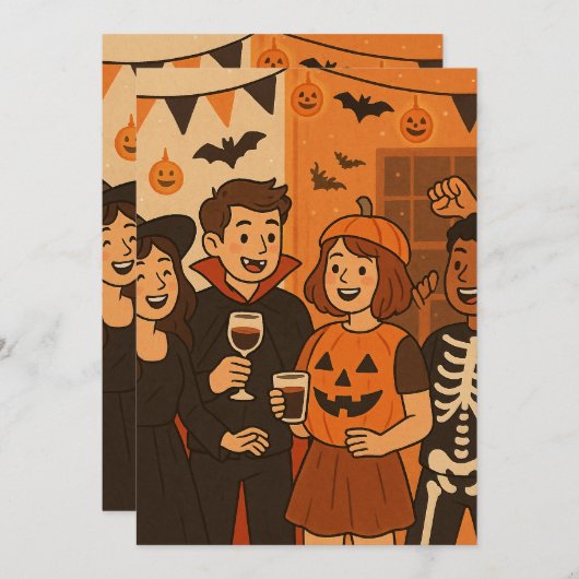 Halloween invitations for a fun party (Devant / Derrière)