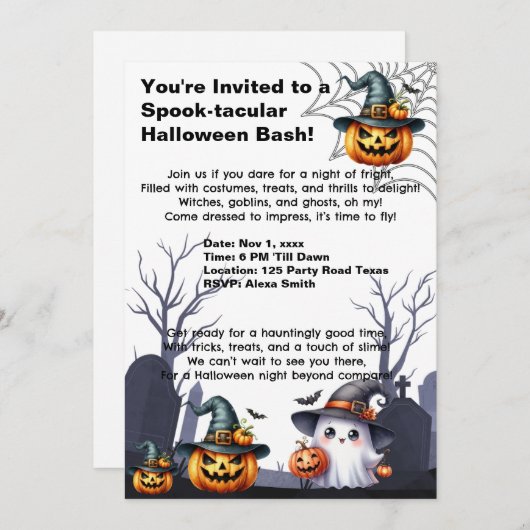 Halloween Invitations Party (Devant / Derrière)