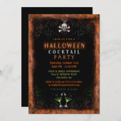 Halloween Invite - Rand met schedel en cocktails Kaart (Voorkant / Achterkant)