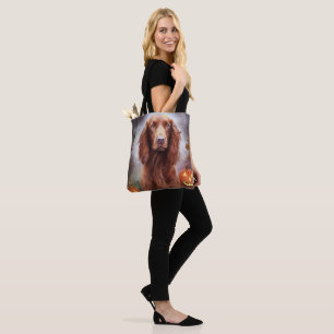 Halloween Irish Red Setter met pompoenen eng Draagtas